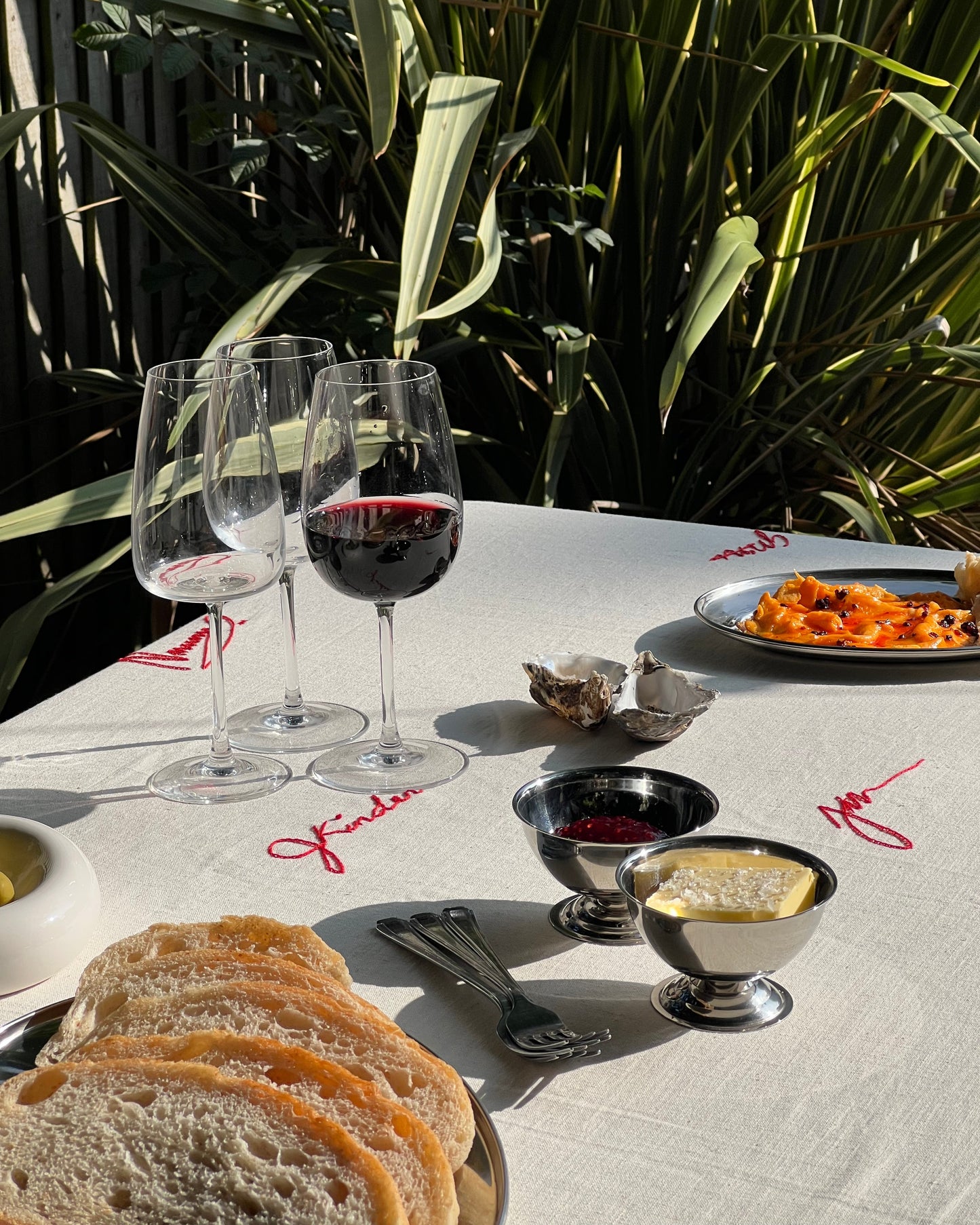 Personalised hand embroidered tablecloth