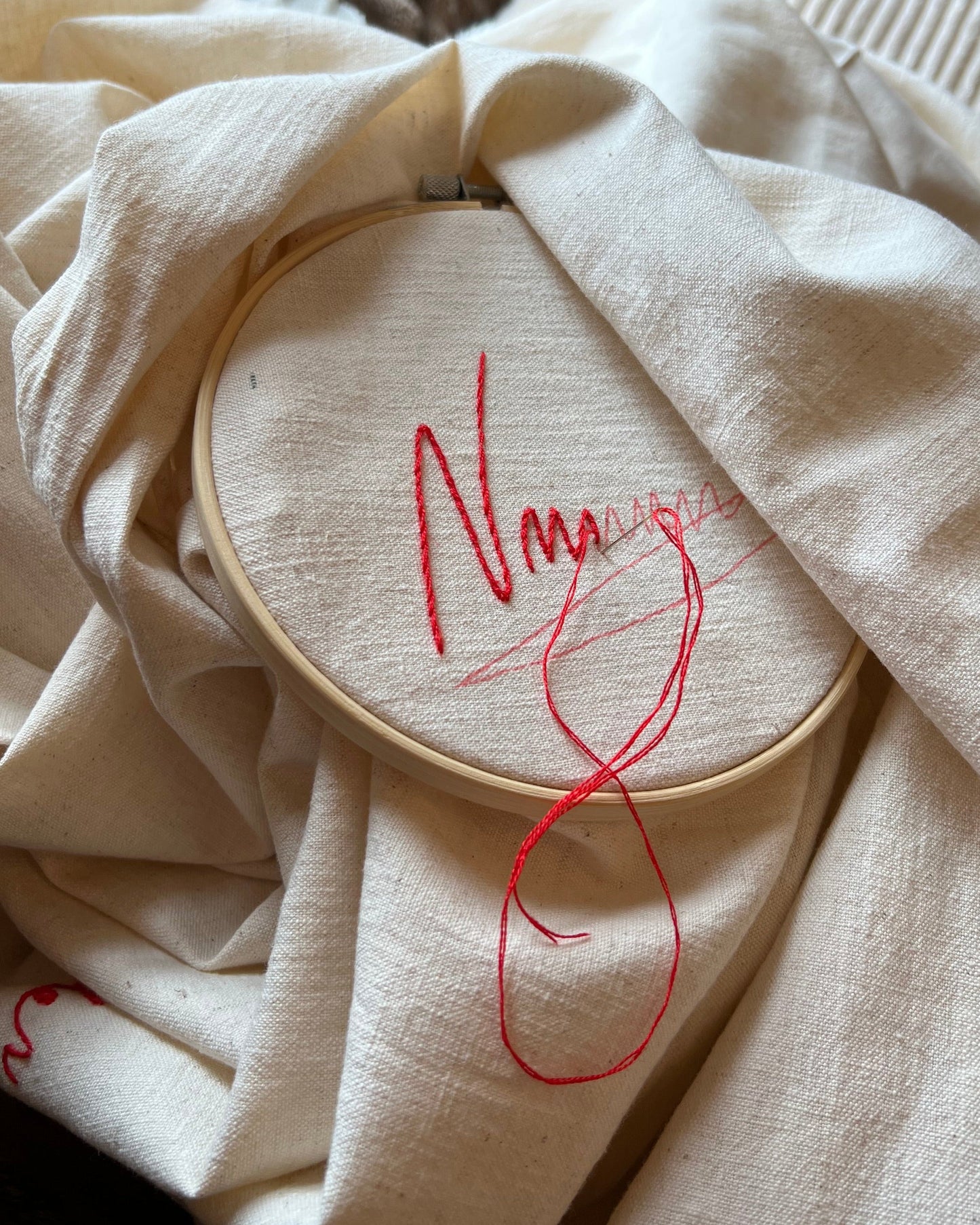 Personalised hand embroidered tablecloth