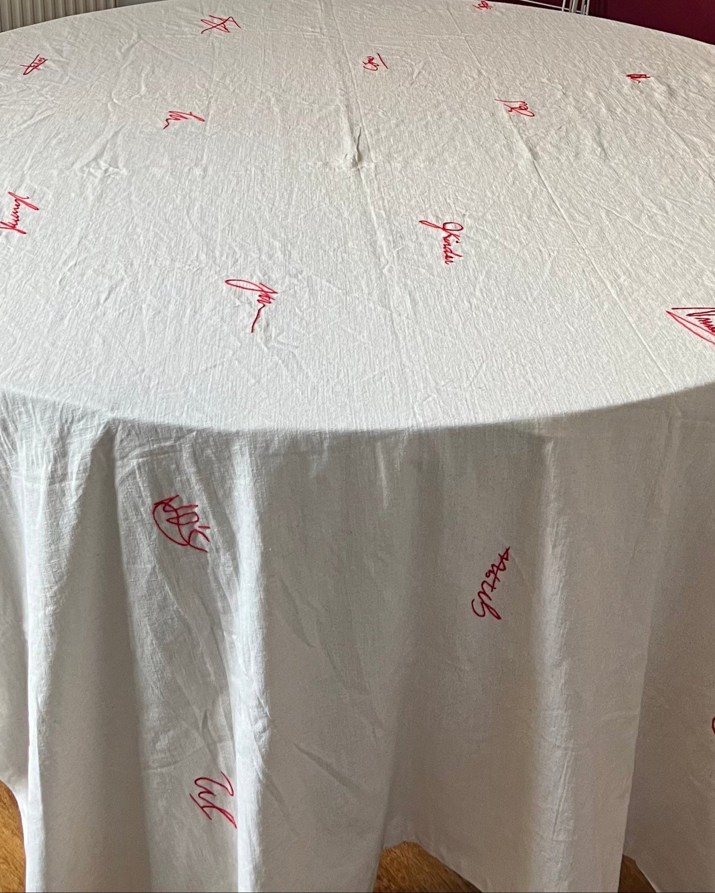 Personalised hand embroidered tablecloth