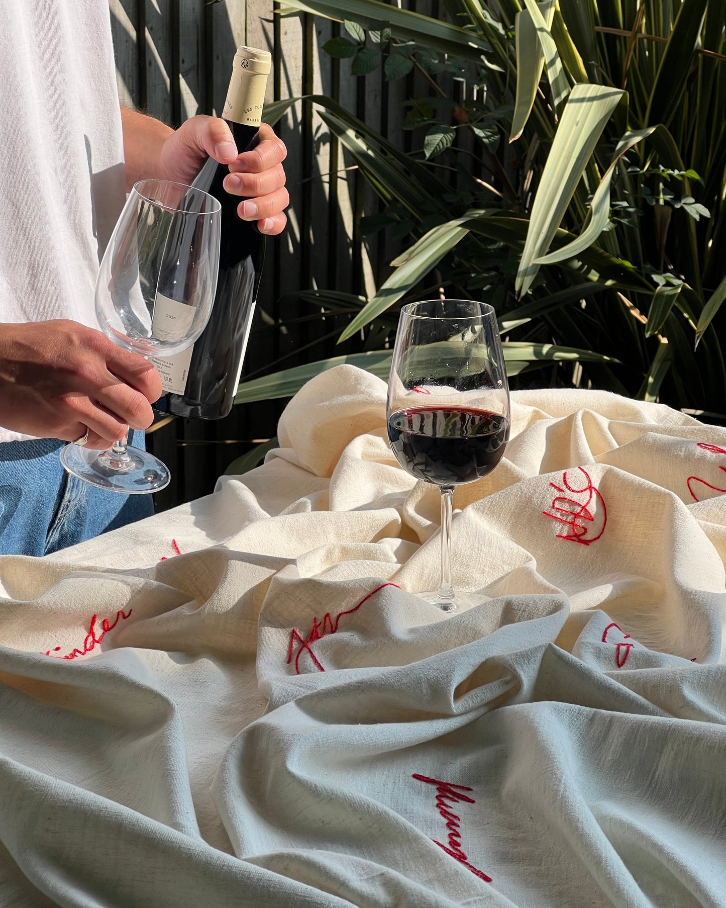 Personalised hand embroidered tablecloth
