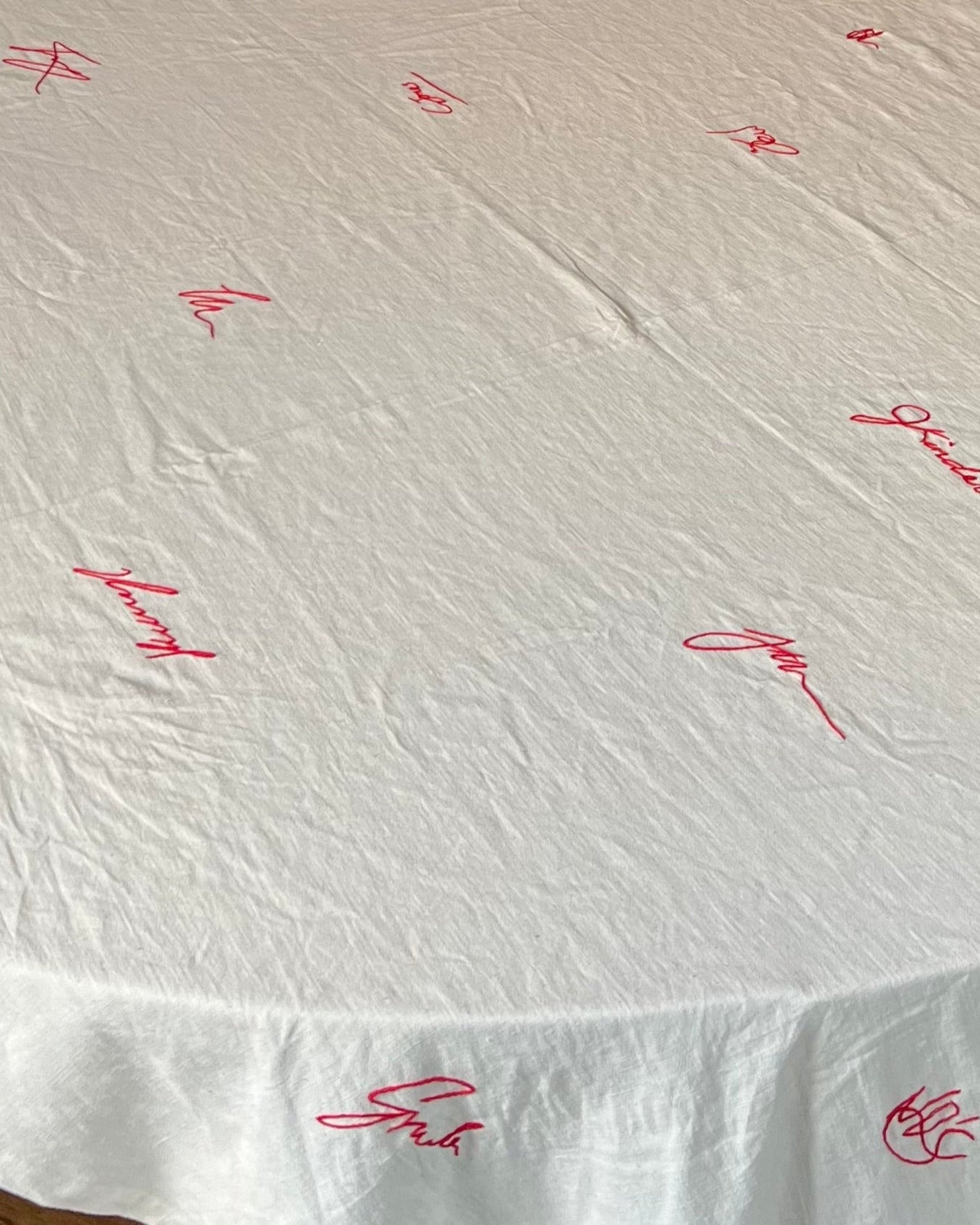 Personalised hand embroidered tablecloth