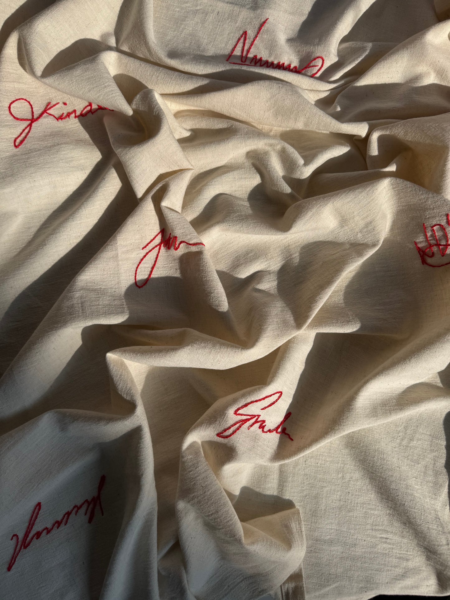 Personalised hand embroidered tablecloth
